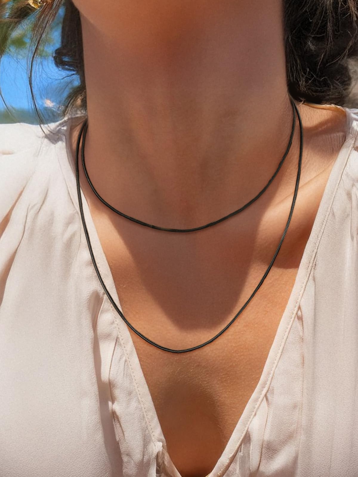 ChainsHouse 1.5mm Snake Chain Necklace for Women, Classic Delicate Birthday Party Jewelry Gift, Simple Thin Italian Necklace Choker Chains for Females, 16 Inches