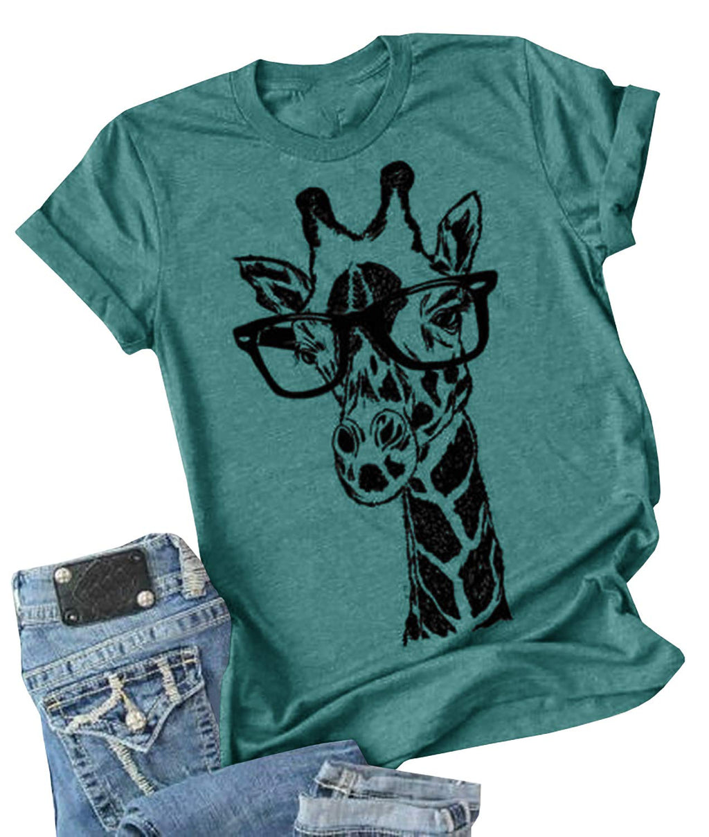 Auburet Womens Giraffe T Shirt Summer Funny Graphic Short Sleeve Crewneck Tees Casual Shirt Tops