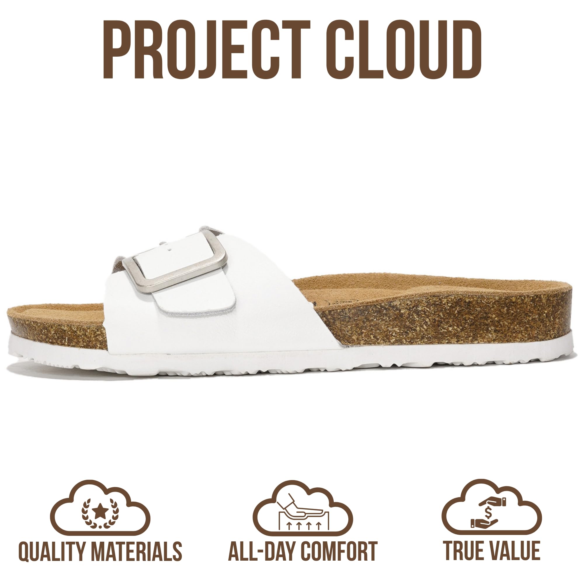 Project Cloud 100% Genuine Leather Sandals Women Dressy Beach Essentials Slides for Women Footwear-Lightweight with Memory Foam Insole Sandals for Women 2026-Womens Slides (Ibiza, Off-Whi, 7)