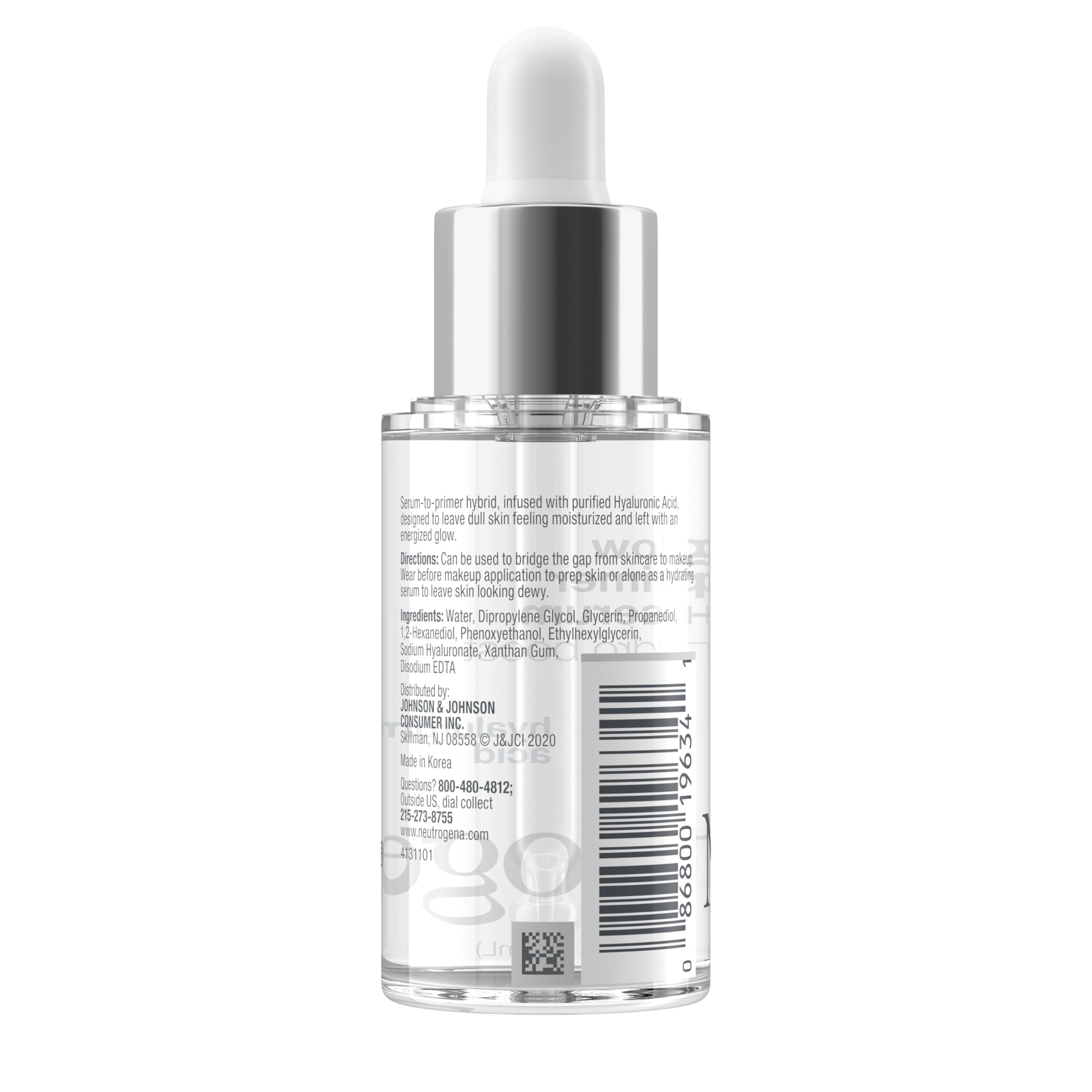 Neutrogena Hydro Boost Glow Booster Primer & Serum, Hydrating & Moisturizing Face Serum-to-Primer Hybrid, Infused with Purified Hyaluronic Acid & Designed to Instantly Hydrate, 1.0 fl. oz