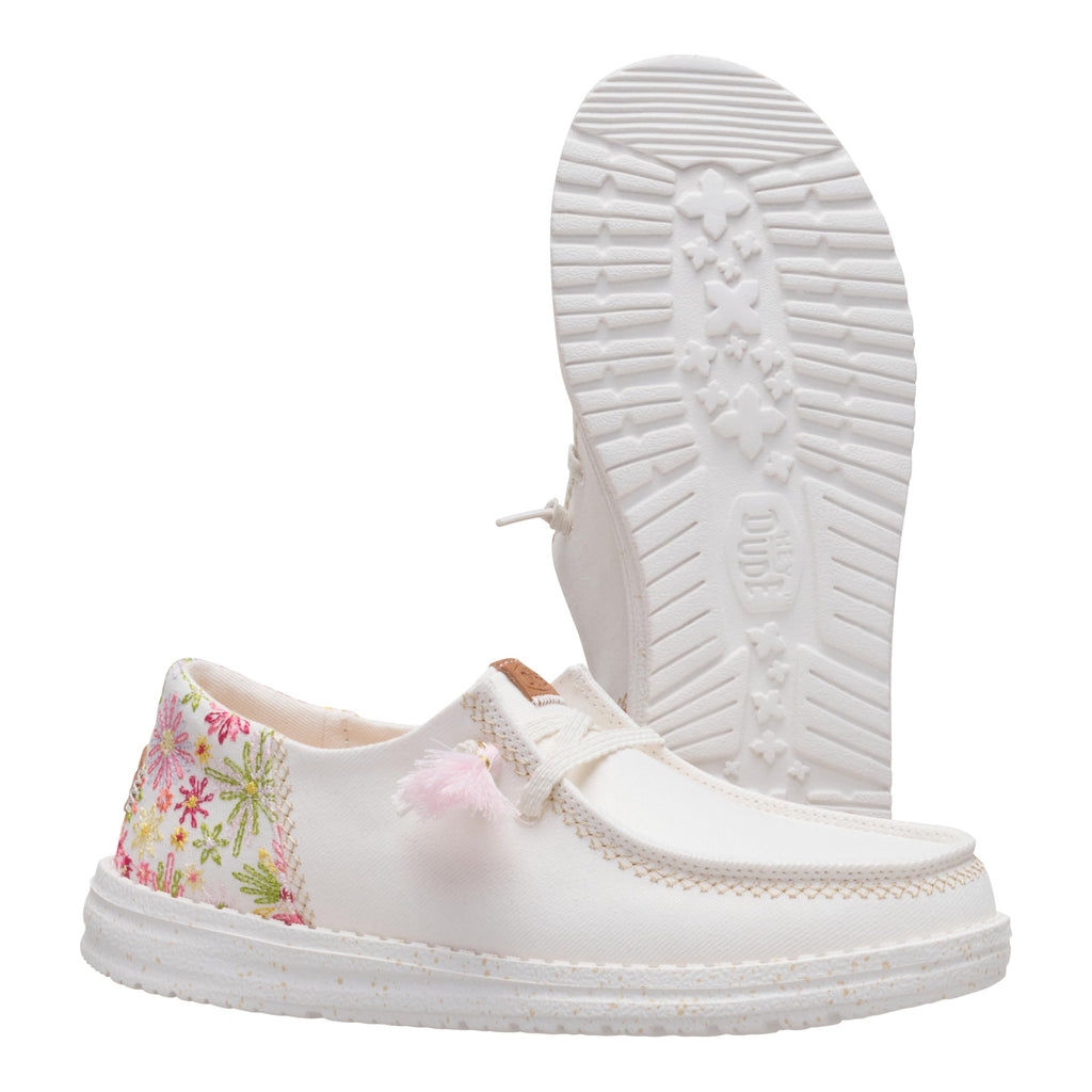 HEYDUDE Wendy Funk Embroidered Floral Ivory/Multi Size 8, Women’s Shoes, Slip-on Loafers, Comfortable & Light-Weight
