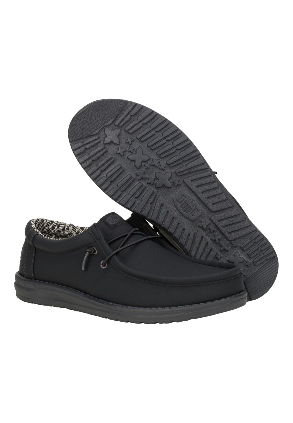 HEYDUDE Men's Wally Classic Black/Charcoal Size 11, Men’s Shoes, Men's Slip-on Loafers, Comfortable & Light-Weight
