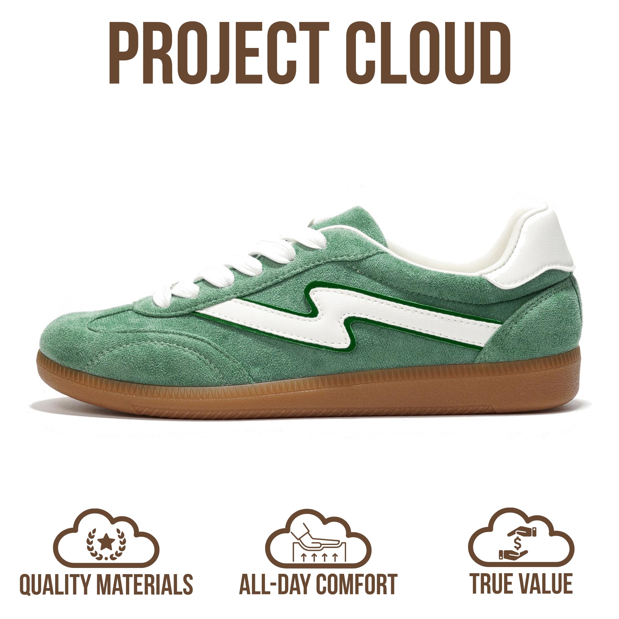 Project Cloud Fashion Sneakers for Women 2026 - Lace-Up Shoes Trendy Women Sneakers with Memory Foam Insole Women's Fashion Sneakers Non-Slip Womens Shoes (Irita, Green Multi, 8.5)