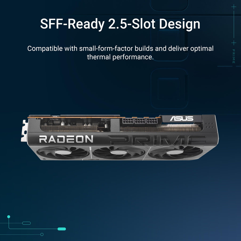 ASUS Prime Radeon™ RX 9070 XT OC Edition Graphics Card, AMD (PCIe 5.0, HDMI/DP 2.1, 2.5-Slot Design, Axial-tech Fans, Ball Bearings, Dual BIOS, GPU Guard)
