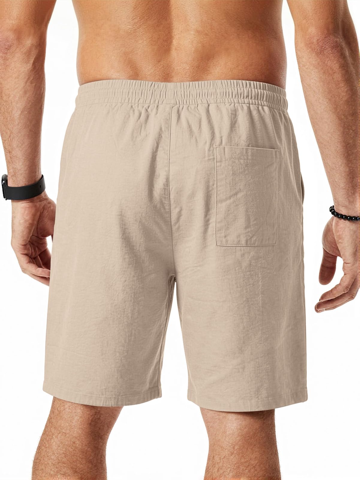 Riskrole Men's Linen Shorts Casual Elastic Waist Drawstring Lightweight Shorts with Pockets Summer Vacation Beach