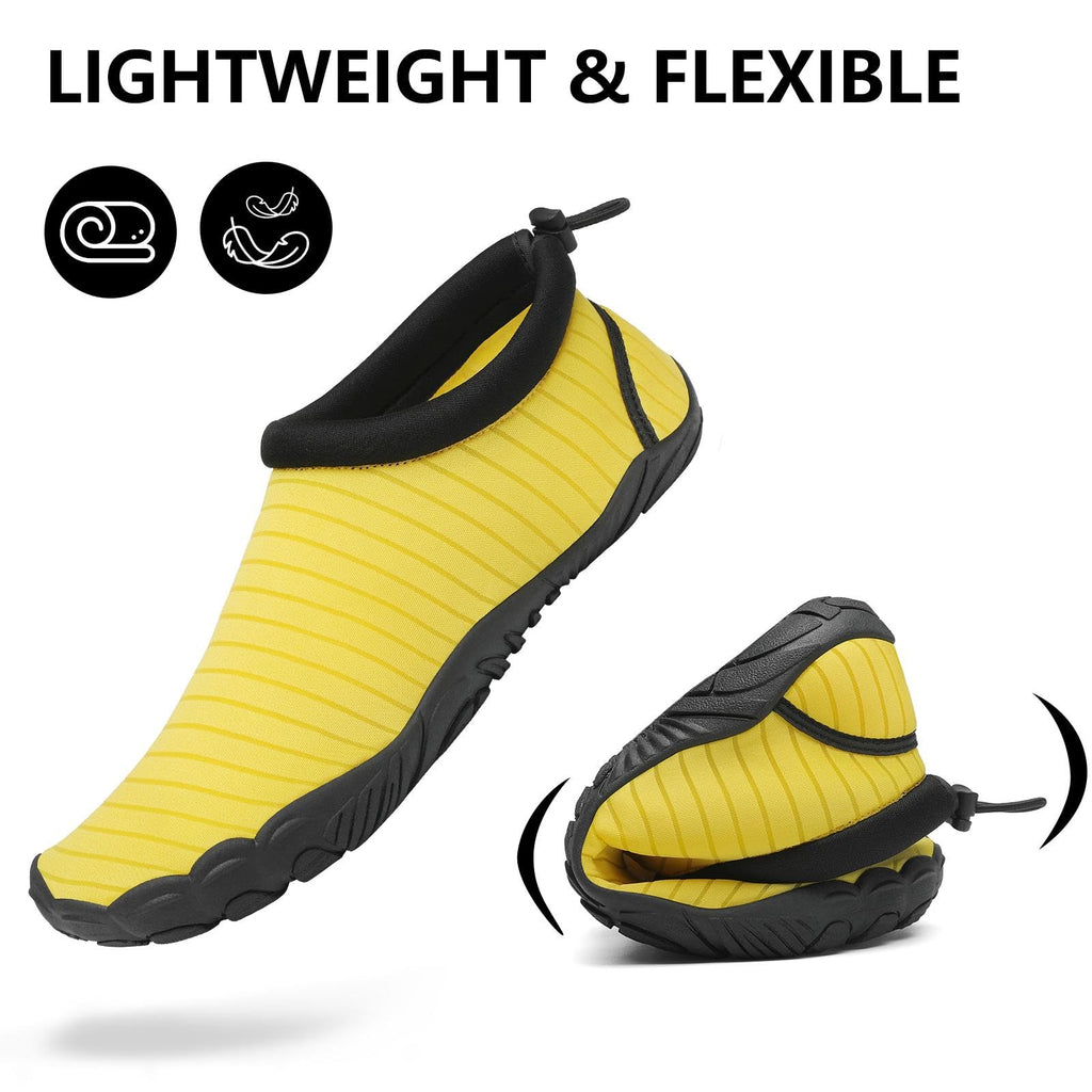 Mishansha Womens Mens Water Shoes Wide Toe Box Swim Beach Barefoot Shoes Quick Dry Non Slip Yellow 7.5 Women/5.5 Men