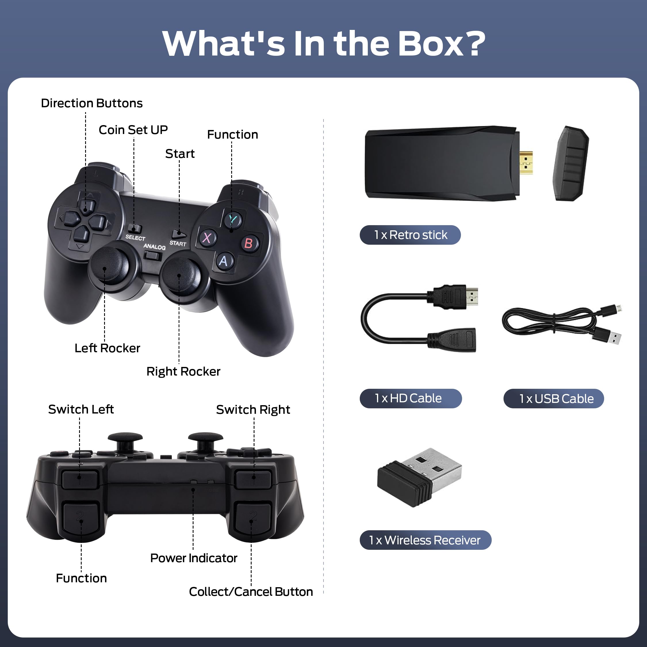 Retro Game Console, Wireless Retro Gaming Console, Plug & Play Video TV Game with 25100+ Built-in Games, 4K HD Output, and 2.4GHz Wireless Controller, 9 Classic Emulators(Black)