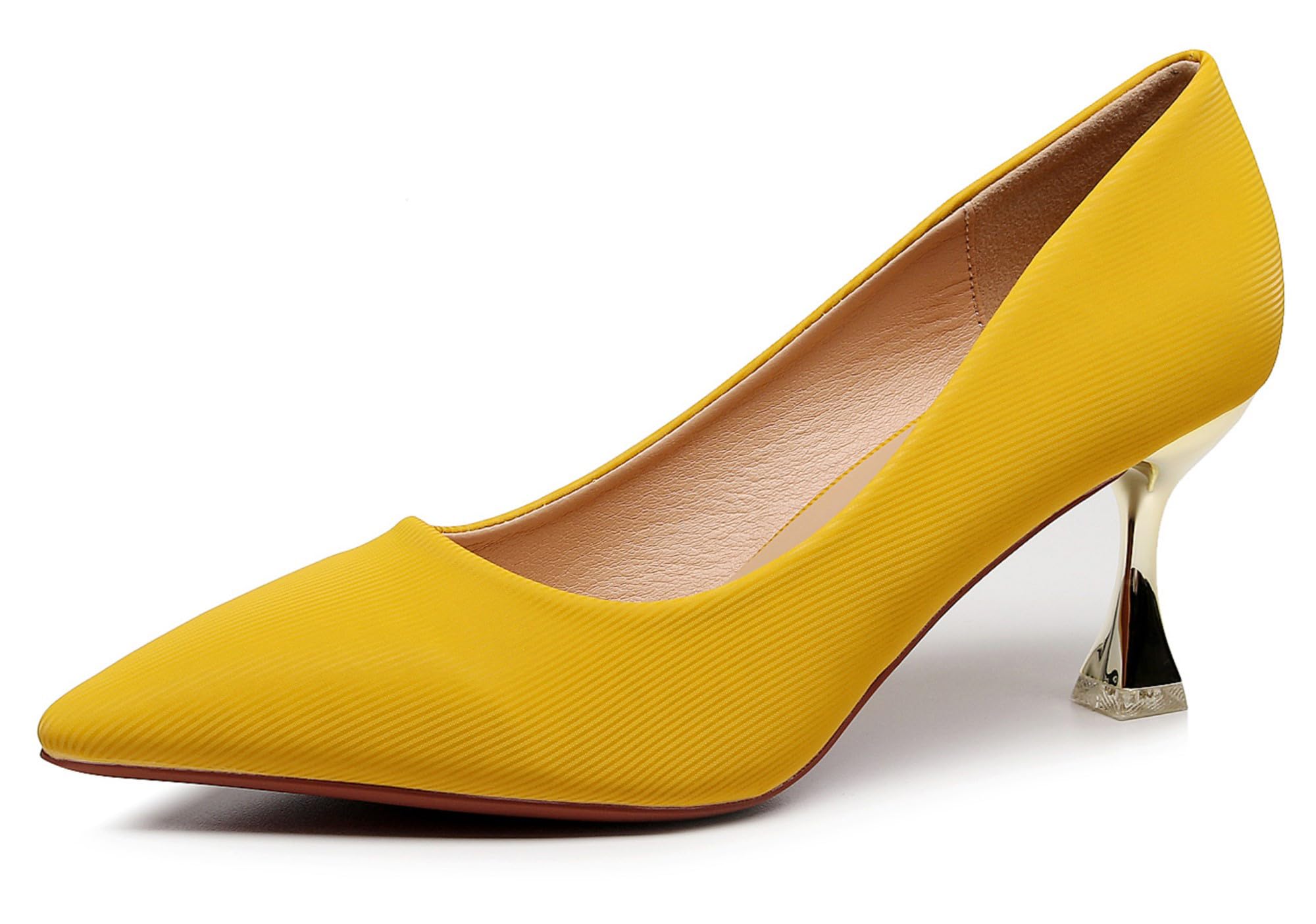 VenusCelia Women's Golden-Sun Pump Stiletto Heel Shoes (7.5 M US,Yellow)