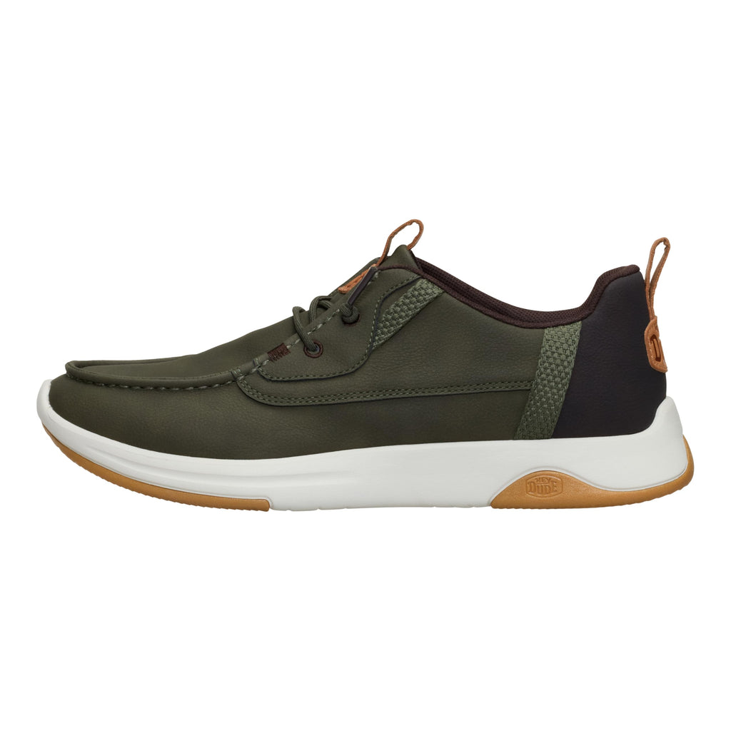 HEYDUDE Men’s Wally Drift Classic | Deep Green/Silver Birch Size 11 | Slip On Shoes for Men | Lightweight Loafers | Easy On System | Cushioned Insole