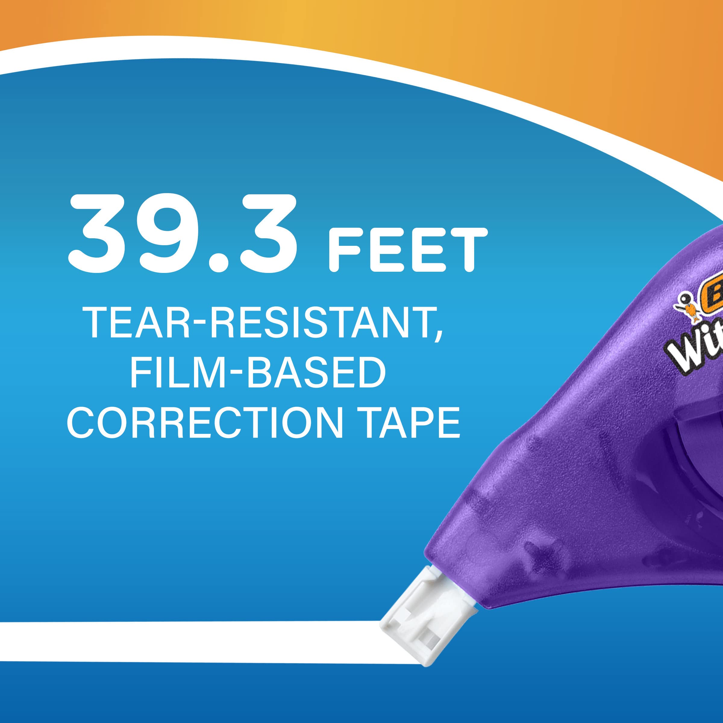 BIC Wite-Out Brand EZ Correct Correction Tape, 39.3 feet, 4-Count Pack of White Correction Tape, Fast, Clean and Easy to Use Tear-Resistant Tape Office or School Supplies
