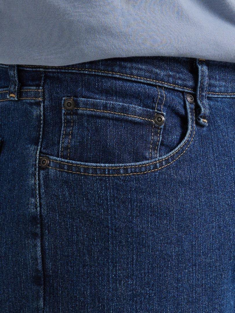 Wrangler Authentics Men's Comfort Flex Waist Relaxed Fit Jean, Dark Stonewash, 42W x 30L