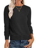 ANRABESS Sweaters for Women Long Sleeve Lightweight Crewneck Soft Basic Knit Loose Fit Pullover Top 2025 Fall Trendy Outfits Black Small