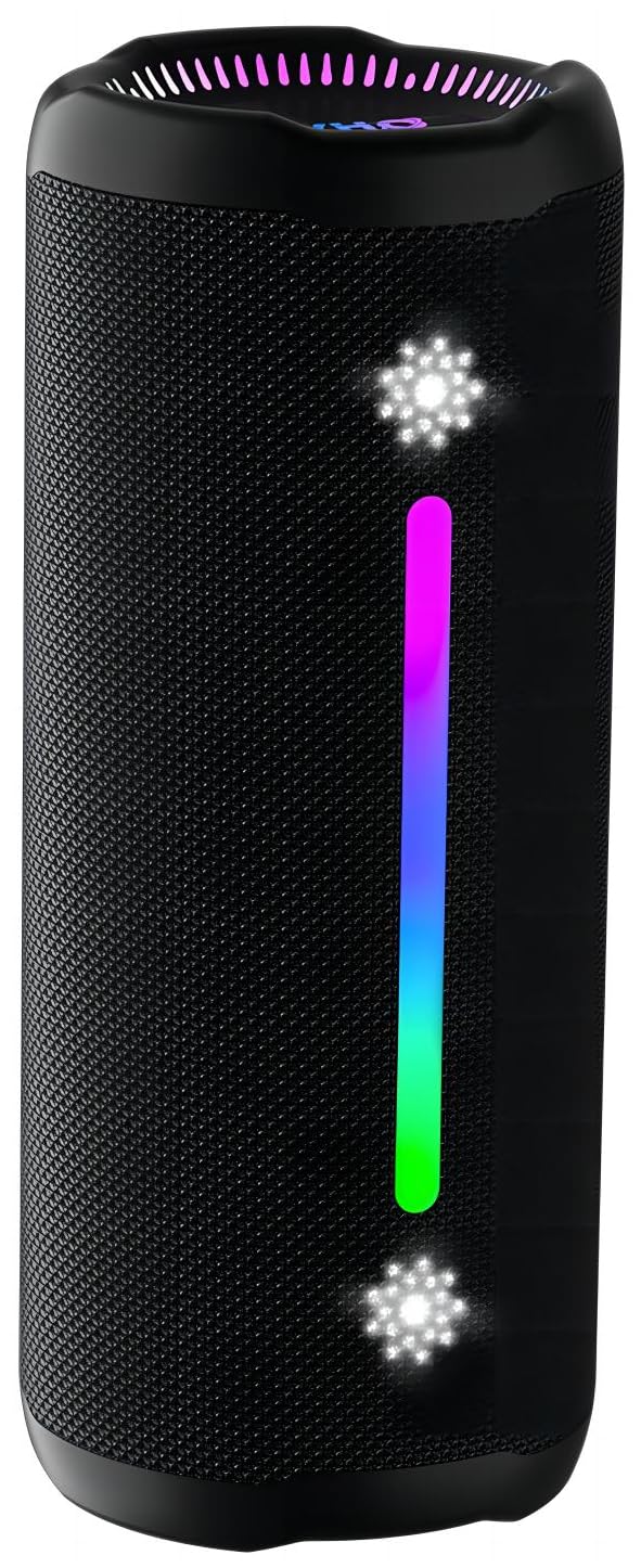 Bluetooth Speakers Wireless Loud Stereo Sound IPX7 Waterproof Outdoor Portable 25W Super Bass Speaker for Home Party Beach with 24H Playtime Colorful Lights BT5.3 TWS Pairing Birthday Gift Black