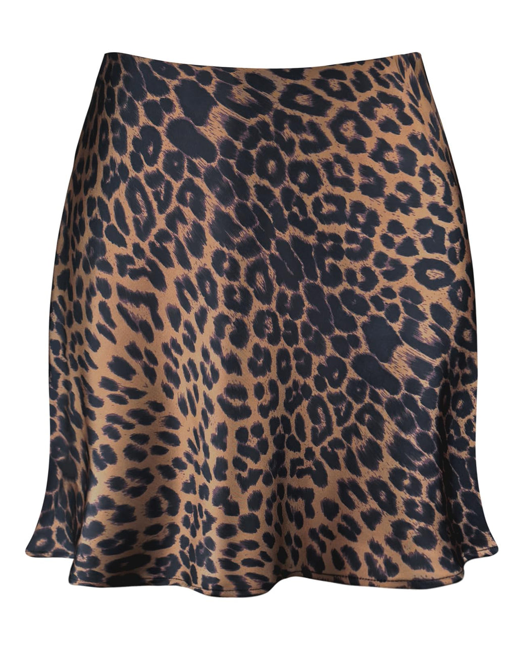 Women's Satin Mini Skirt Leopard Print High Waist Elastic Y2k Cute Silk Short Skirts for Women