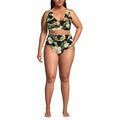 Lands' End Women's V-Neck Bikini and High Waisted Bottom Swimsuit Set X-Small Hibiscus Floral/Black