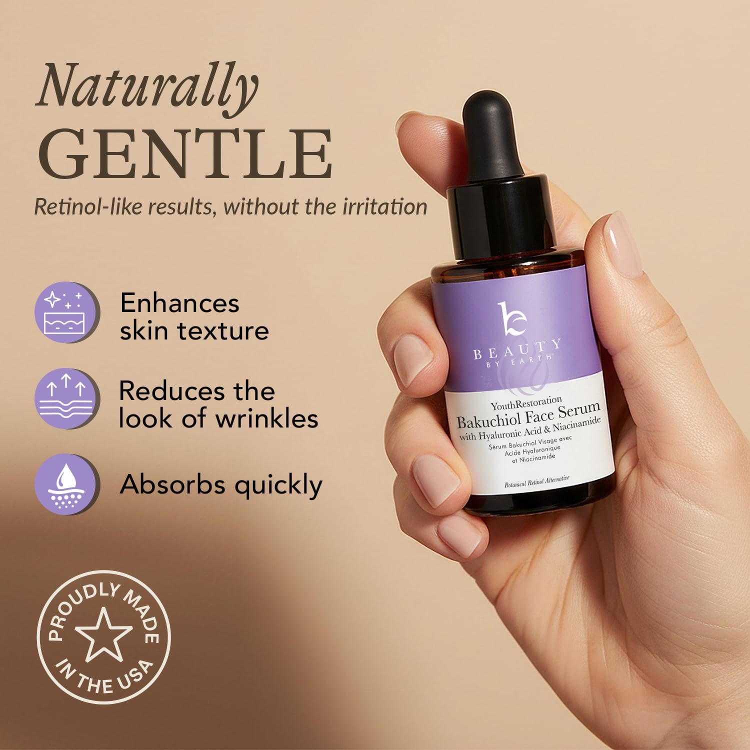 Bio Retinol Alternative Bakuchiol Serum - Smooths Skin & Reduces Fine Lines, USA Made with Natural & Organic Ingredients, Anti-Aging Skin Care Formula, Vegan, Cruelty Free
