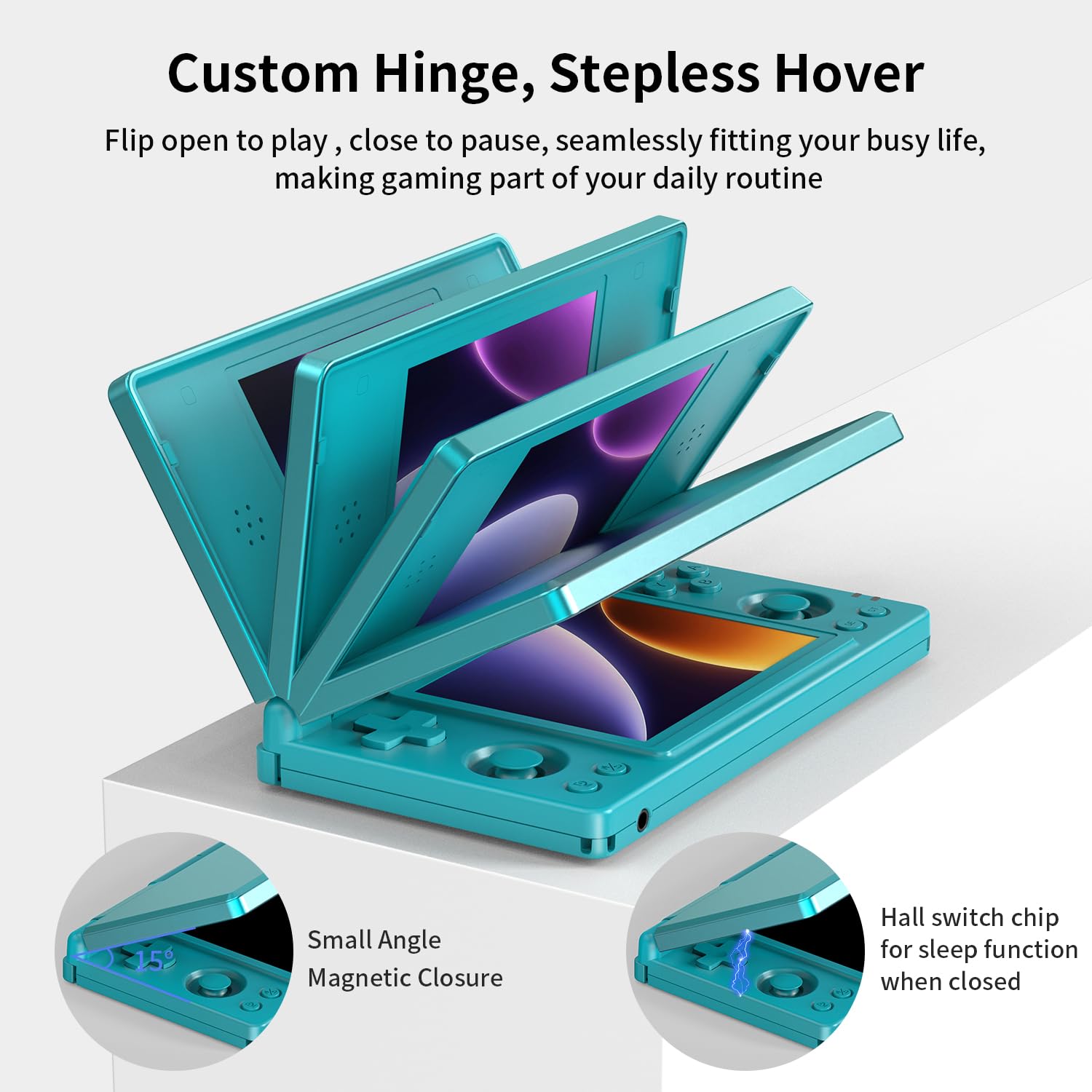 Aivuidbs RG DS Foldable Handheld Game Console RK3568 Anbernic RG DS Android 14 System two-Player Joystick Top and Bottom Dual Screen 4 inch OCA Full Touch Screen 4000mAh 3 + 32gb (RG DS-Turquoise Blue-new)