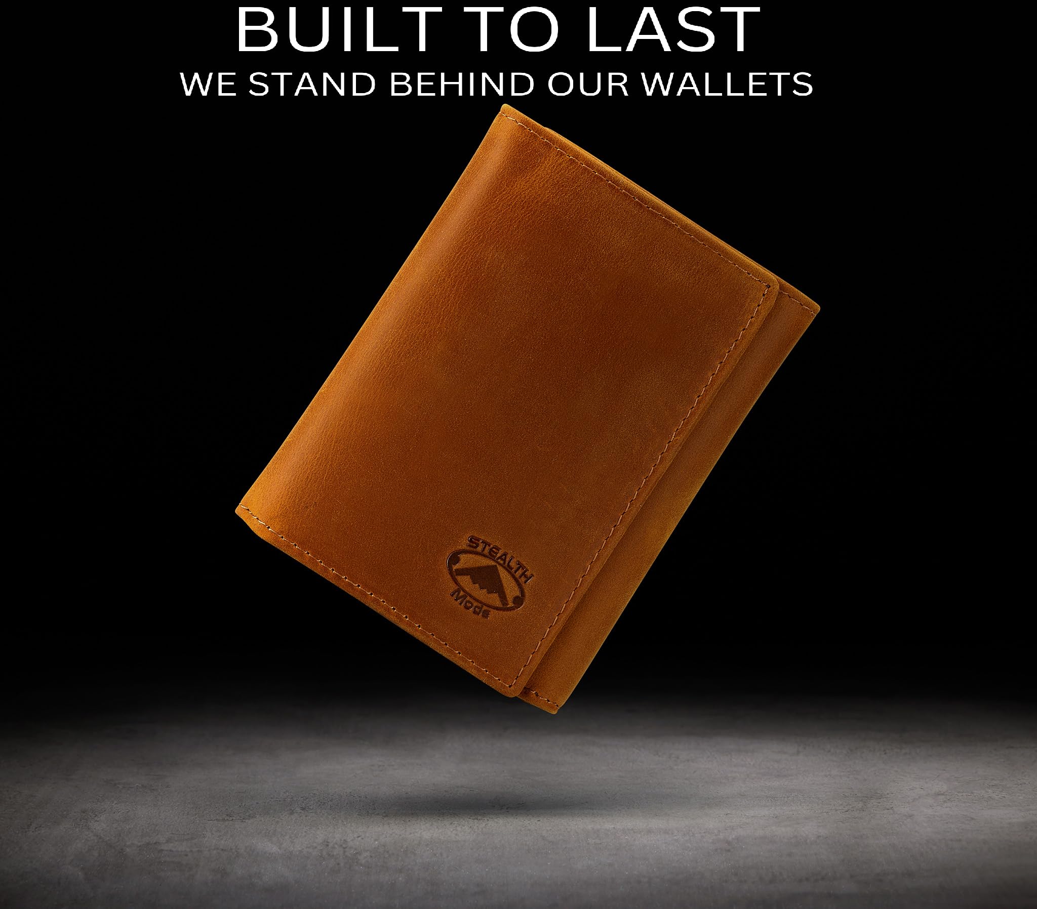 Stealth Mode Trifold RFID Blocking Leather Wallet for Men (Beige)