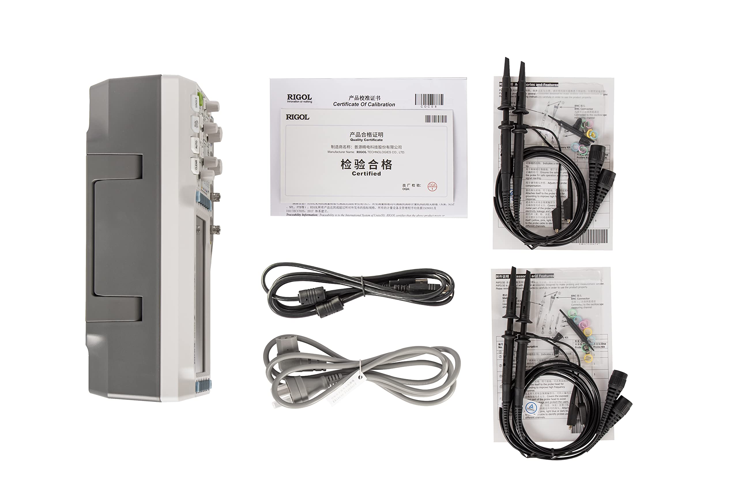 Rigol Digital Oscilloscope DS1054Z 50 MHz 4-Ch 1 GSa/s 24 Mpts 30,000 wfms/s UltraVision 7" 800x480 Intensity Display, 60,000-Frame Record/Playback, Serial Decode UART I2C SPI for Debug & Education