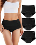 TANSTC Period Underwear for Women Heavy Flow Leakproof Panties Soft Fit Teens High Waisted Menstrual Panties Postpartum Hipster Briefs -3 Pack
