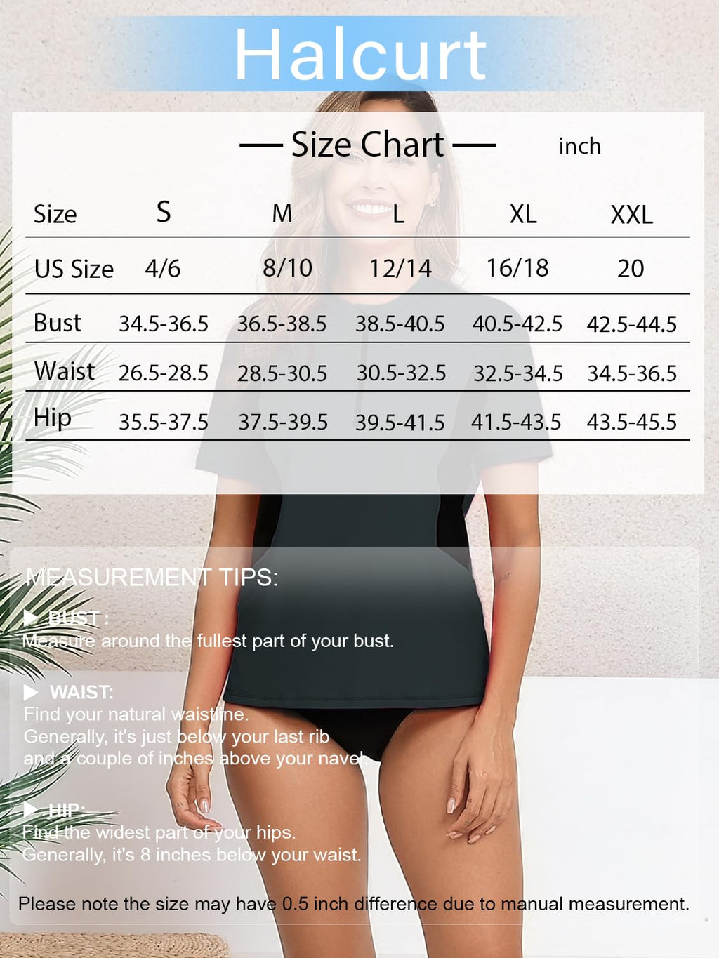 Halcurt Women's Half Zip Short Sleeve Rash Guard Top with Bra Side Pockets Swim Shirts UPF50+ Swimsuit Gray Black S