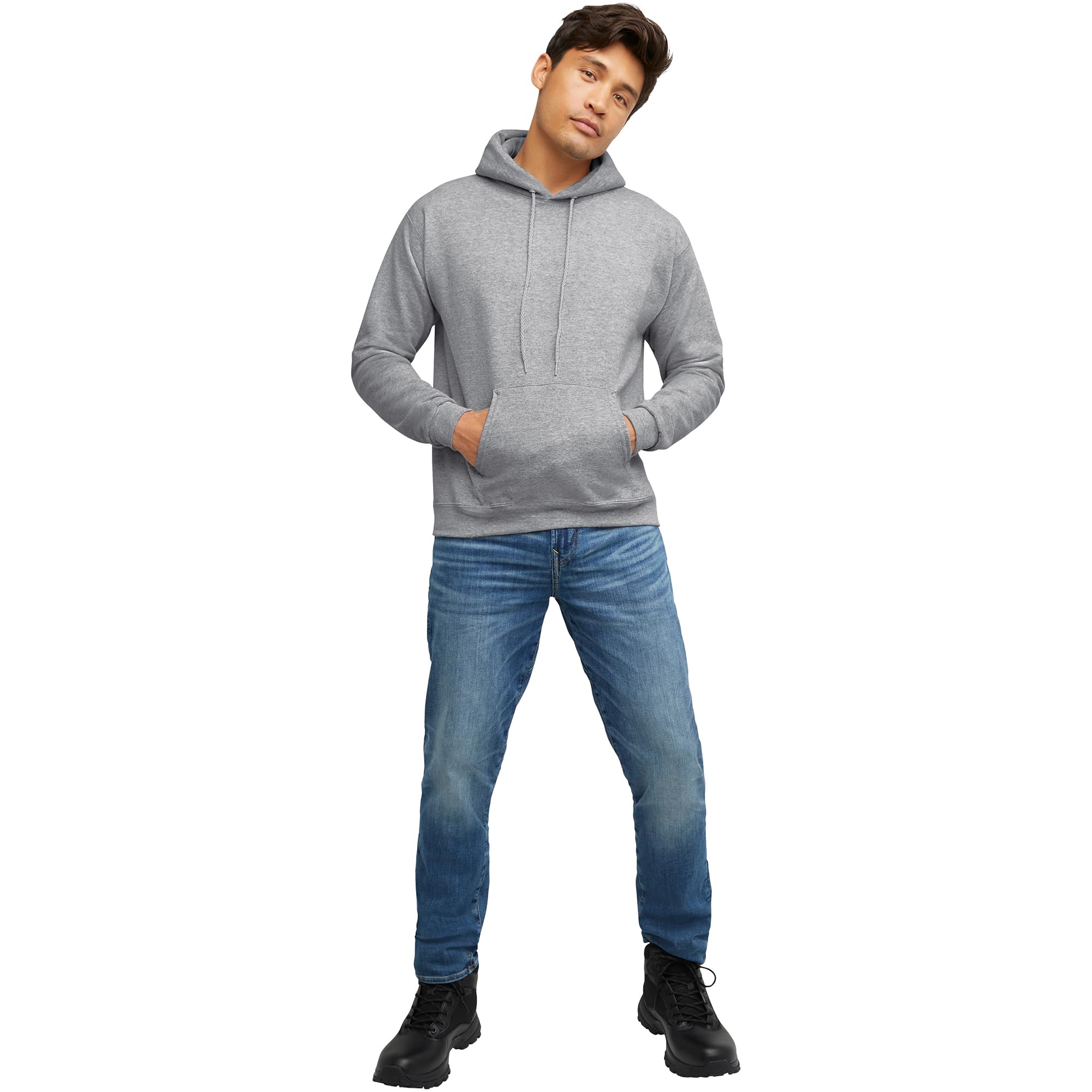 Hanes Men's Pullover EcoSmart Hooded Sweatshirt, Light Steel, Large