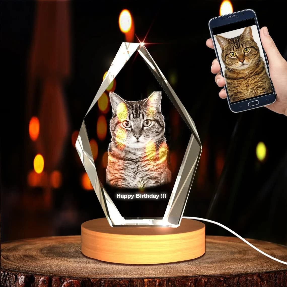 A&B Crystal Collection Iceberg Personalized 3D Engraved Photo (Wedding, Memorial, Mother's Day, Valentine's, Christmas, Personalized) (Iceberg)