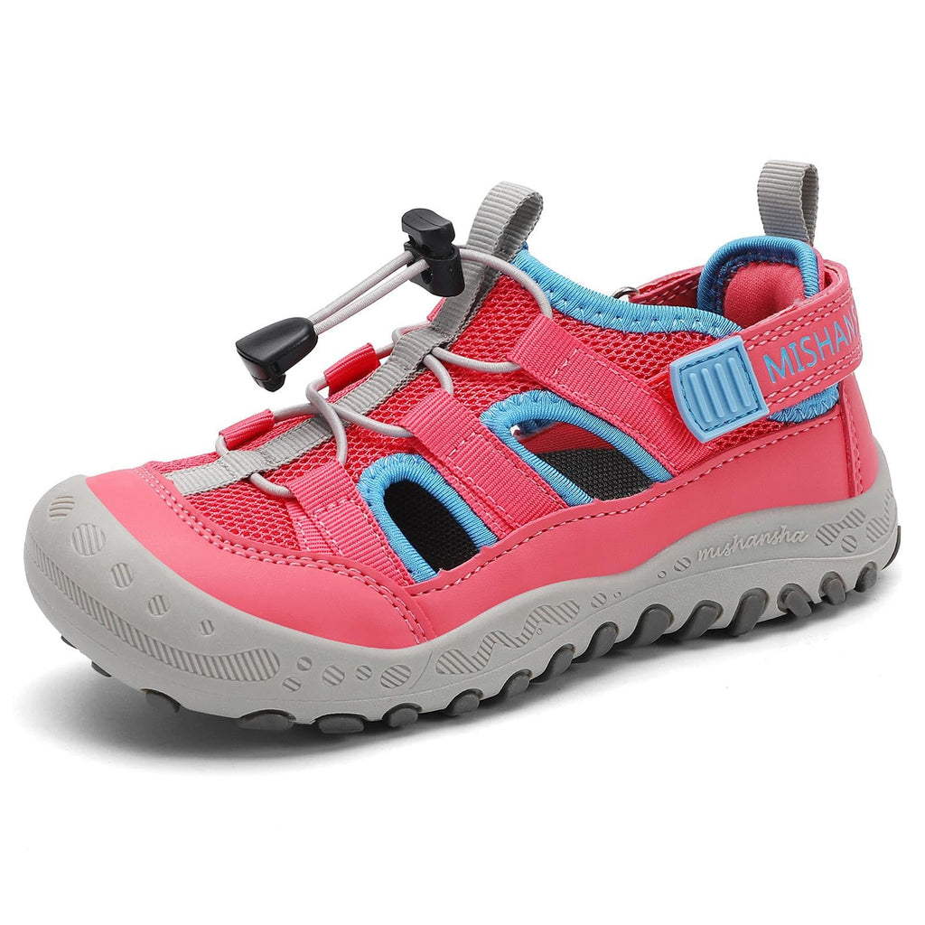 Mishansha Toddler Girls Sandals Closed Toe, Adjustable Breathable Summer Outdoor Hiking Walking Shoes for Kids Play & Beach Watermelon Red 11.5 Little Kid