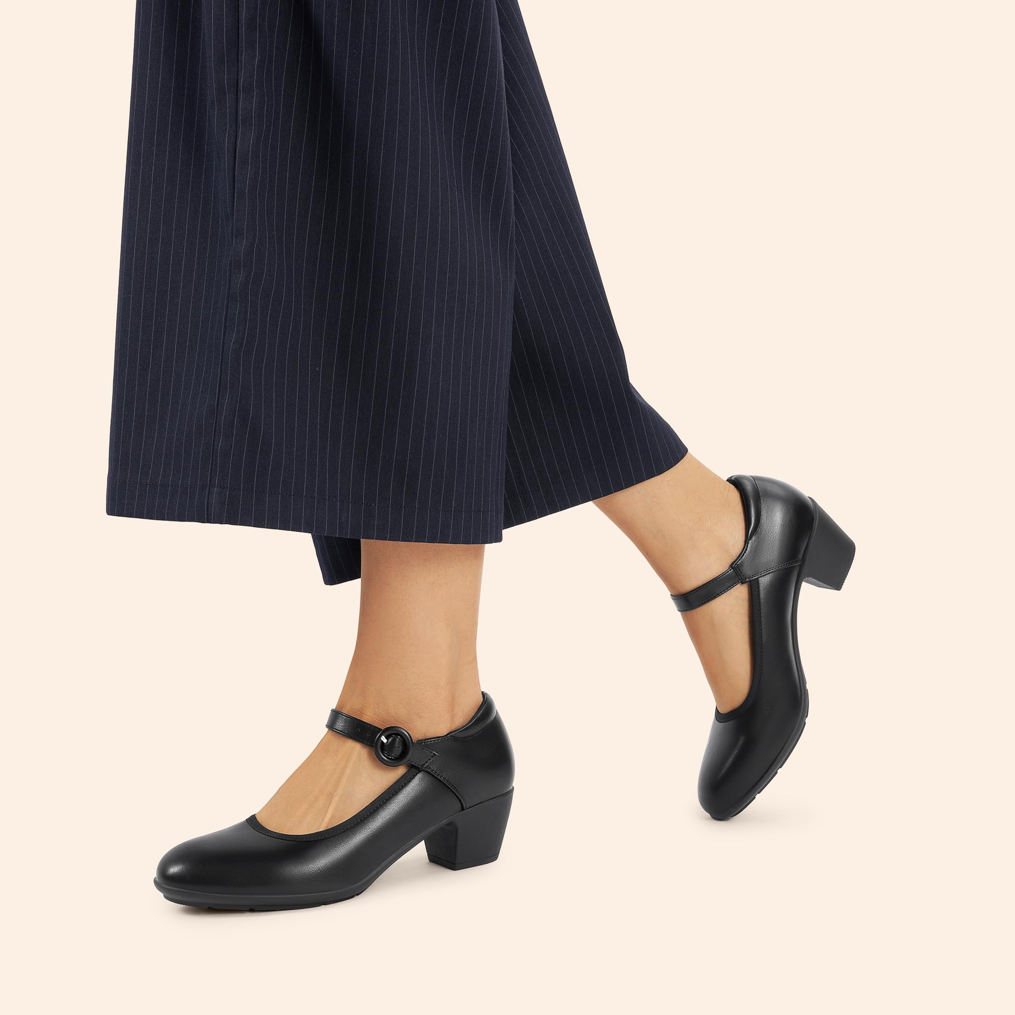 DREAM PAIRS Mary Jane Shoes Women Low Chunky Heels Closed Toe Pumps Comfortable Work Business Dress Shoes,Size 7,Black,DWUMPU2549