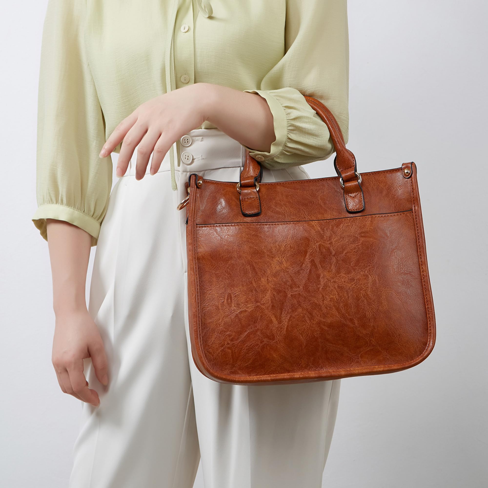 Crossbody Purses and Handbags for Women, Tote Shoulder Bag Satchel Purse and PU Leather Top Handle for Ladies (brown)