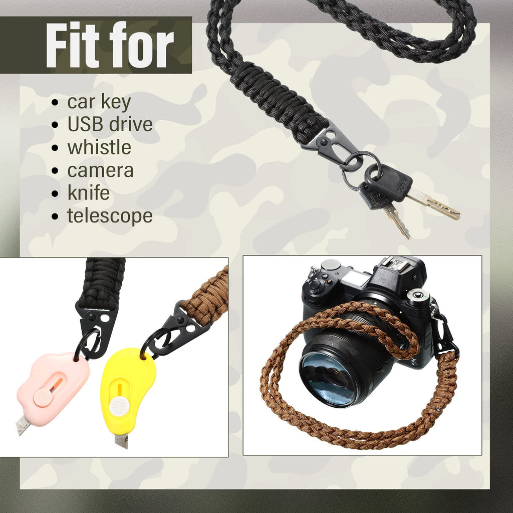 Shappy 3 Pieces Paracord Lanyard Keychains Braided Wrist Strap for Men Women Outdoor Survival Parachute Rope Lanyard Keychain with QX0263 Heavy Duty Braided Paracord Set
