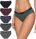 Wealurre Womens Underwear Cotton Bikini Breathable Sport Low Rise Panty for Women Multipack(6001M,Dark)