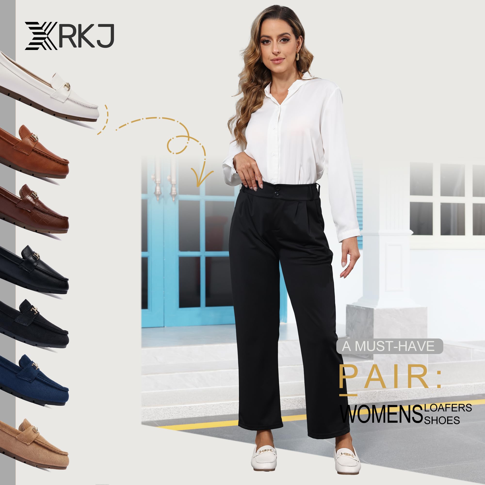 XRKJ Loafers for Women Comfortable Slip On Flats with Memory Foam Insole for Daily Wearing (Tan 6.5)