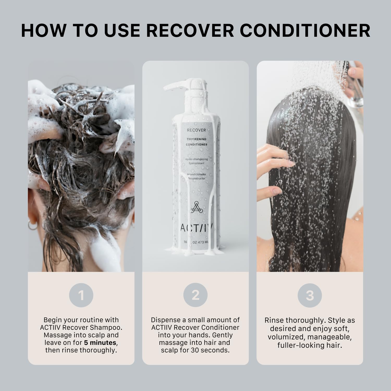 ACTIIV Recover Thickening Conditioner (Unisex) | Improves Hair’s Appearance, Hydrates & Strengthens Hair, Heals Damaged & Over-Processed Hair, Plant-Based, Color-Safe, Vegan, All Hair Types, 16 oz
