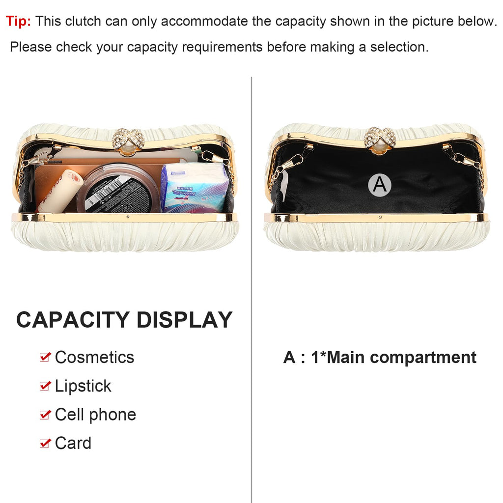 RNIEGA Small Clutch Purses for Women Evening Bag Pleated Satins Clutch Purse Luxury Handbags for Wedding Party
