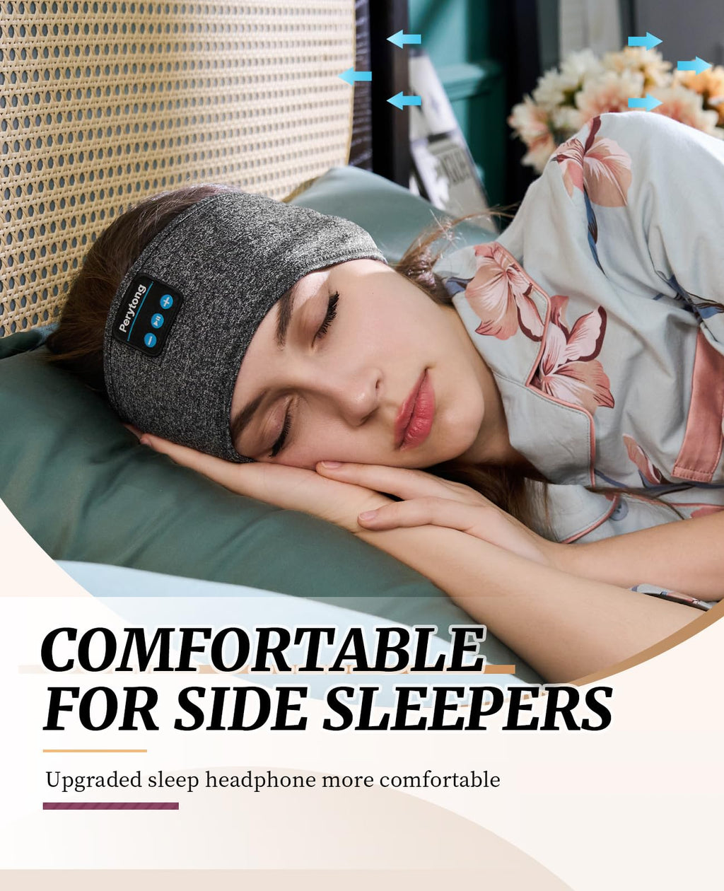 Perytong Sleep Headphones Wireless, Bluetooth Sports Headband Headphones with Ultra-Thin HD Stereo Speakers Perfect for Sleeping,Workout,Jogging,Yoga,Insomnia, Air Travel, Meditation (Grey)
