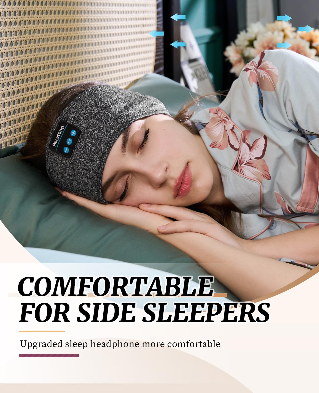 Perytong Sleep Headphones Wireless, Bluetooth Sports Headband Headphones with Ultra-Thin HD Stereo Speakers Perfect for Sleeping,Workout,Jogging,Yoga,Insomnia, Air Travel, Meditation (Grey)
