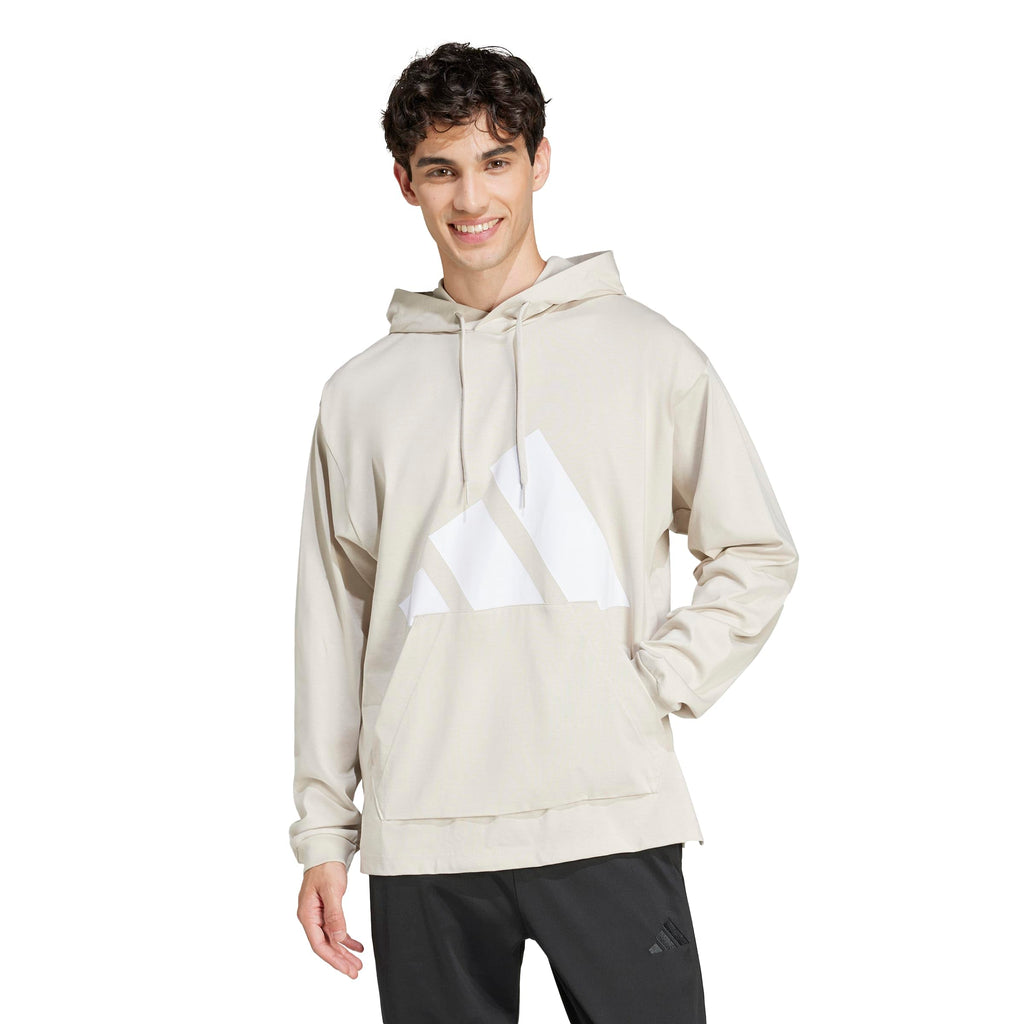 adidas Men's Essentials Big Logo Single Jersey Hoodie, Wonder Alumina/White, Large