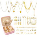 SMUOBT Jewelry Box with Jewelry Set for Women Men - Multi-Layer Organizer Storage Case with Mirror, Necklace Bracelet Hoop/Stud Earrings Rings Gift Set for Her Him, Unique Birthday Party Gift