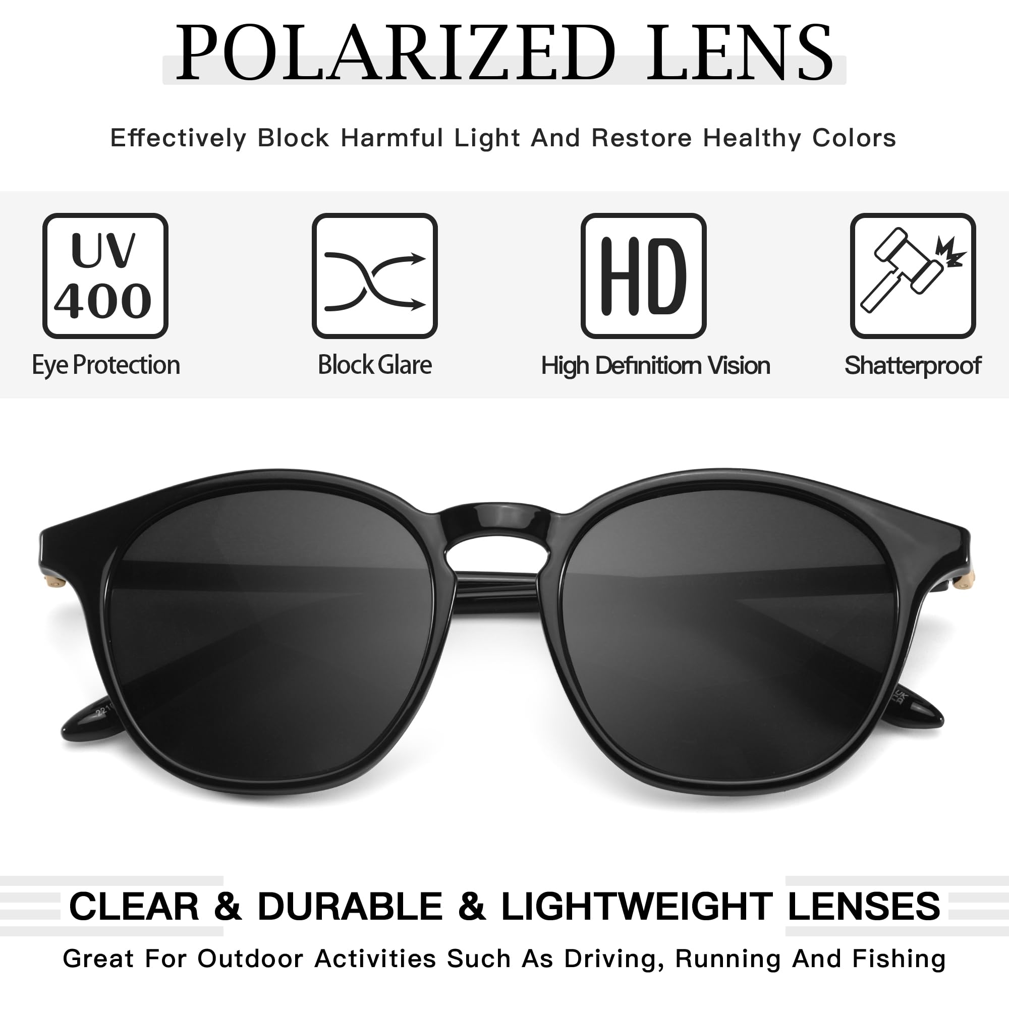 SIPHEW Classic Small Round Sunglasses for Men, Retro Sunglasses Polarized UV Protection Lens for Outdoor/Driving