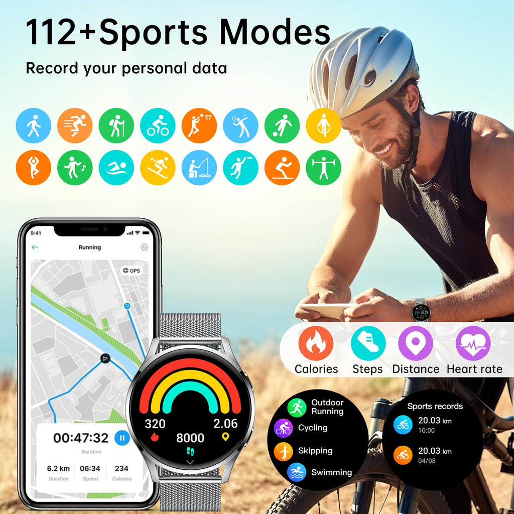 Smart Watch for Men Women Fitness: Waterproof Make/Answer Call Smart Watches for Men Digital Mens Watches Running Step Tracker Smartwatch Android Phones iPhone Samsung Compatible Heart Rate Monitor