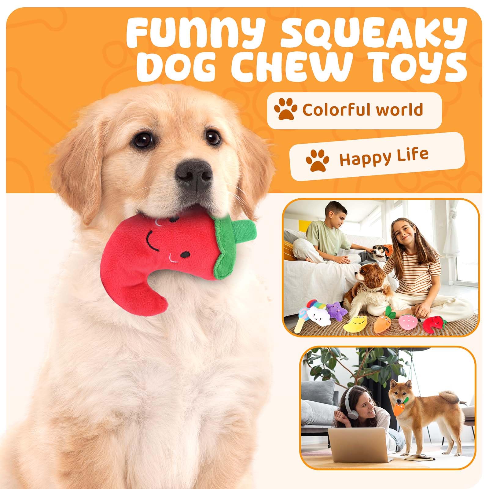 LOYEE Dog Squeaky Toys 8 Pack, Puppy Plush Squeaky Toys for Medium Small Dogs, Cute Pet Toys Stuffed Puppy Chew Toys for Teething, Interactive Toys Set for Puppy Supplies
