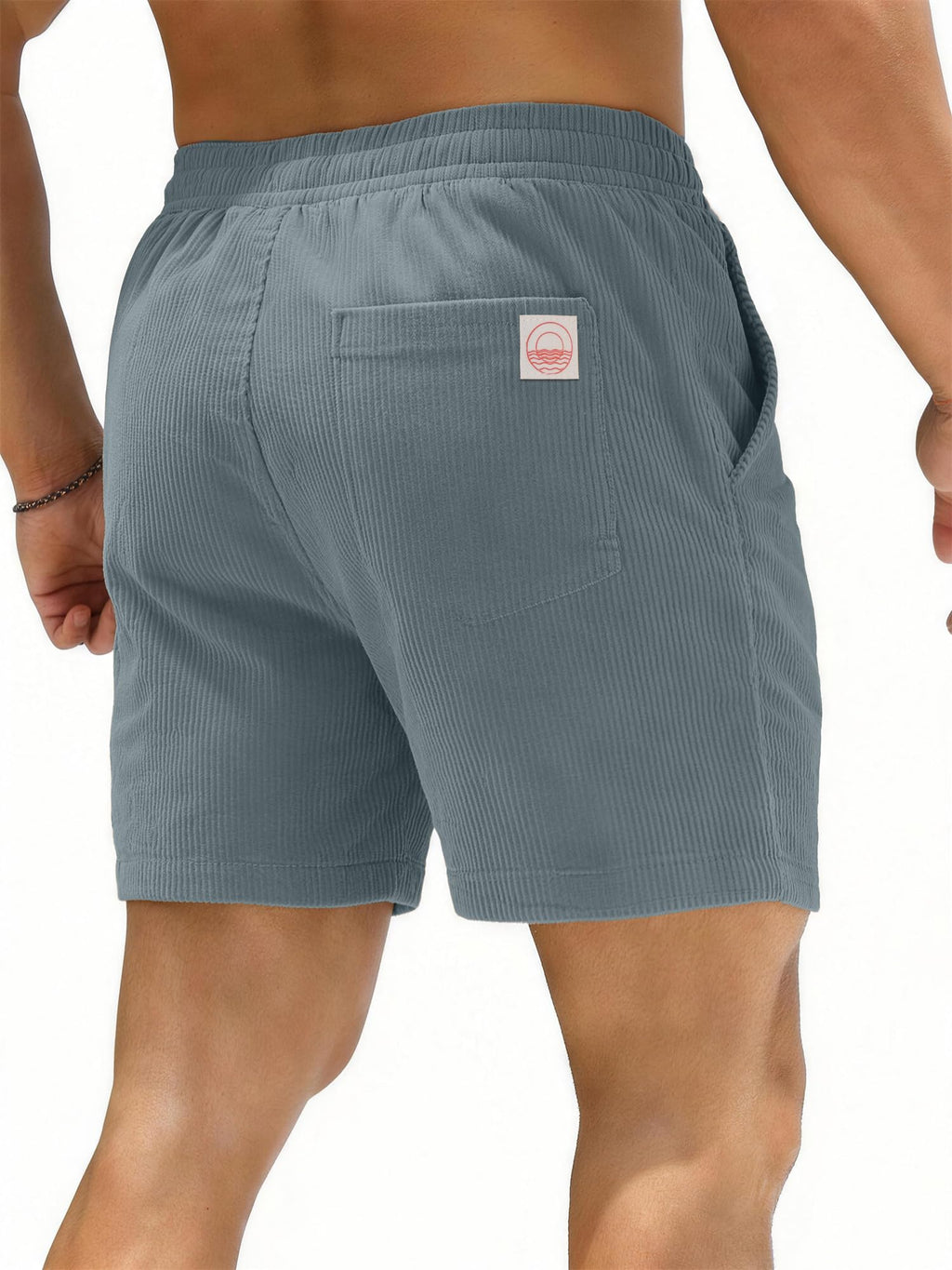 JEMLDL Corduroy Shorts for Men Elastic Waist Drawstring Lightweight Summer Beach 5 inch Inseam Shorts Men US 34 Medium Light Blue