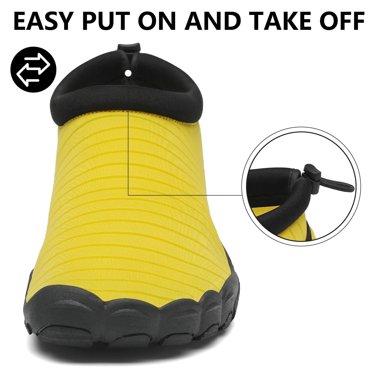 Mishansha Womens Mens Water Shoes Wide Toe Box Swim Beach Barefoot Shoes Quick Dry Non Slip Yellow 7.5 Women/5.5 Men