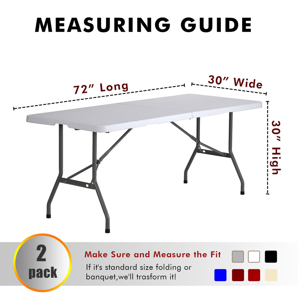 Nasitos 2 Pack Taupe Tablecloth 6 Foot - Open Back Fitted Tablecloth Rectangle Table, Washable Fabric Trade Show Table Cover for Craft Show, Display, Parties, Wedding, Events