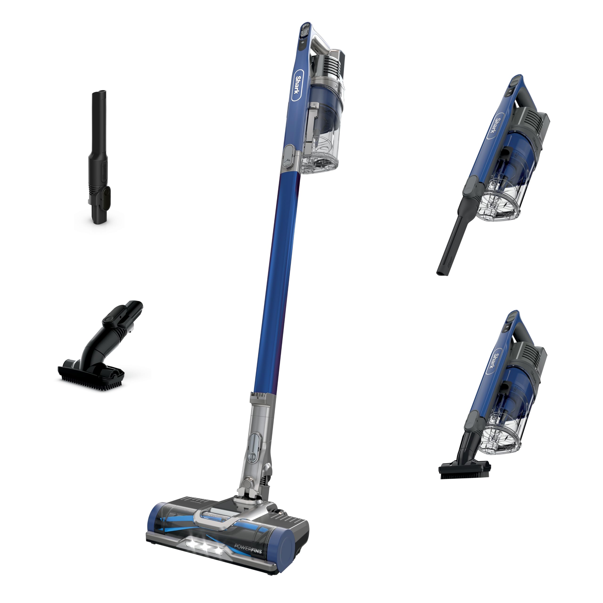 Shark Cordless Vacuum Cleaner with HEPA Filter, Lightweight, Portable, Rechargeable, Powerful Pet Hair Pickup, Removable Handheld, Crevice Tool, Dusting Brush, 50-min Runtime, Blue, IZ363HT