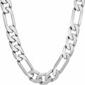LIFETIME JEWELRY Beveled Figaro Chain Necklaces for Women and Men 24k Real Gold Plated  (6.5mm, 8mm, 9.5mm & 11mm) (9.5mm, White Gold, 36)