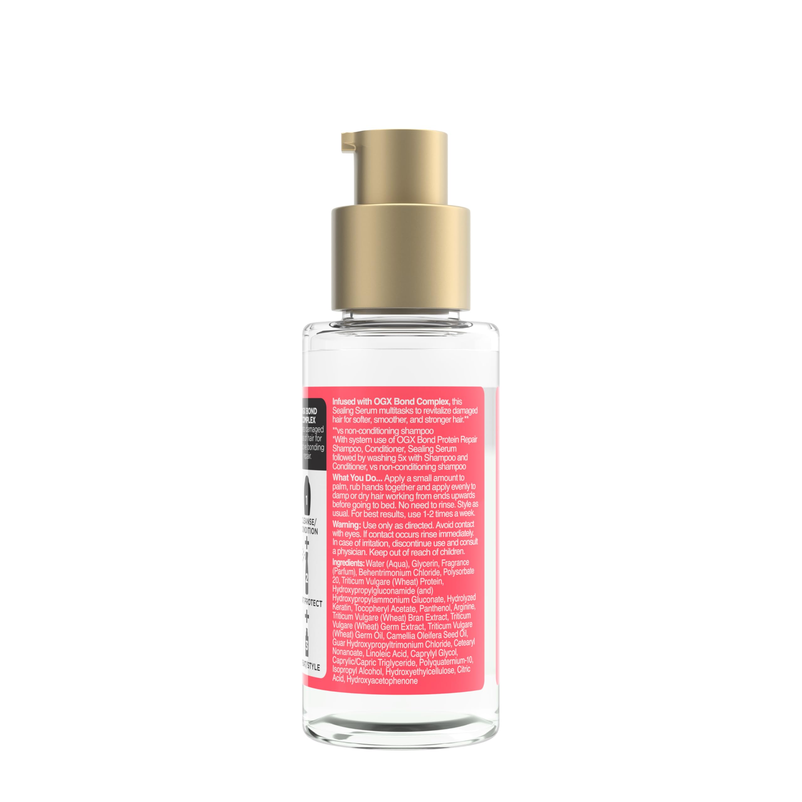 OGX Repair & Protect Bond Protein Repair Sealing Hair Serum, Formulated without Parabens, Frizz Treatment, 1.7 fl. oz