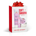 First Aid Beauty - Soft & Smooth Starter Kit, KP Bump Eraser Body Scrub with 10% AHA, 114 g, KP Smoothing Body Lotion with 10% AHA (Fresh Peach), 189.9 g, & Ingrown Hair Pads with BHA + AHA, 28 ct