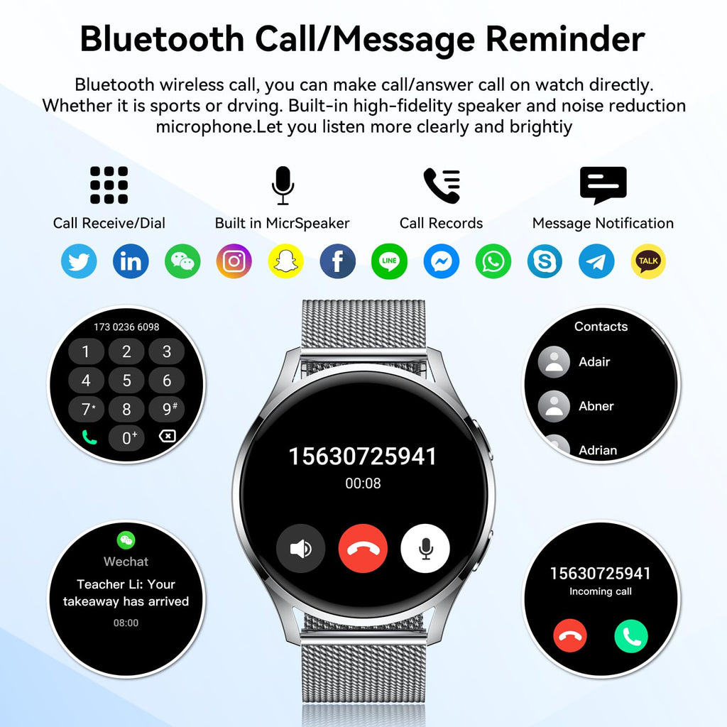 Smart Watch for Men Women Fitness: Waterproof Make/Answer Call Smart Watches for Men Digital Mens Watches Running Step Tracker Smartwatch Android Phones iPhone Samsung Compatible Heart Rate Monitor